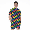 LGBT Pride Rainbow Chevron Pattern Print Men's Romper