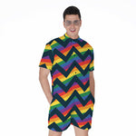 LGBT Pride Rainbow Chevron Pattern Print Men's Rompers