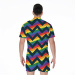 LGBT Pride Rainbow Chevron Pattern Print Men's Rompers