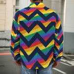 LGBT Pride Rainbow Chevron Pattern Print Men's Shirt Jacket