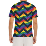 LGBT Pride Rainbow Chevron Pattern Print Men's Short Sleeve Rash Guard