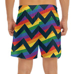 LGBT Pride Rainbow Chevron Pattern Print Men's Split Running Shorts