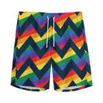 LGBT Pride Rainbow Chevron Pattern Print Men's Sports Shorts