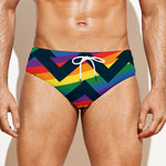 LGBT Pride Rainbow Chevron Pattern Print Men's Swim Briefs