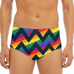 LGBT Pride Rainbow Chevron Pattern Print Men's Triangle Swim Briefs