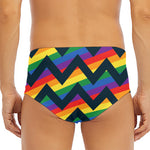 LGBT Pride Rainbow Chevron Pattern Print Men's Triangle Swim Briefs