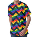 LGBT Pride Rainbow Chevron Pattern Print Men's Velvet T-Shirt