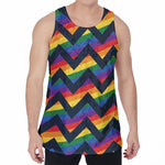 LGBT Pride Rainbow Chevron Pattern Print Men's Velvet Tank Top