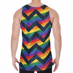 LGBT Pride Rainbow Chevron Pattern Print Men's Velvet Tank Top