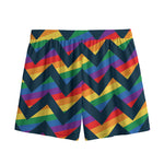 LGBT Pride Rainbow Chevron Pattern Print Mesh Shorts