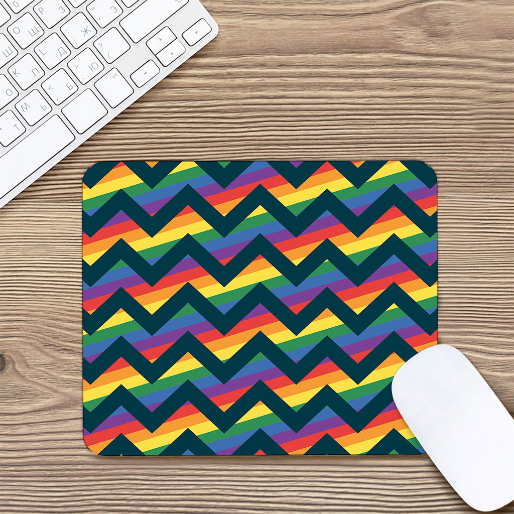 LGBT Pride Rainbow Chevron Pattern Print Mouse Pad