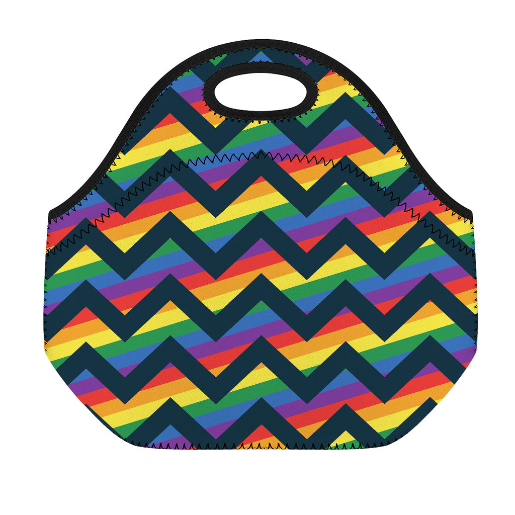 LGBT Pride Rainbow Chevron Pattern Print Neoprene Lunch Bag