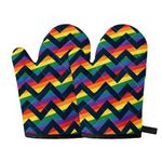 LGBT Pride Rainbow Chevron Pattern Print Oven Mitts