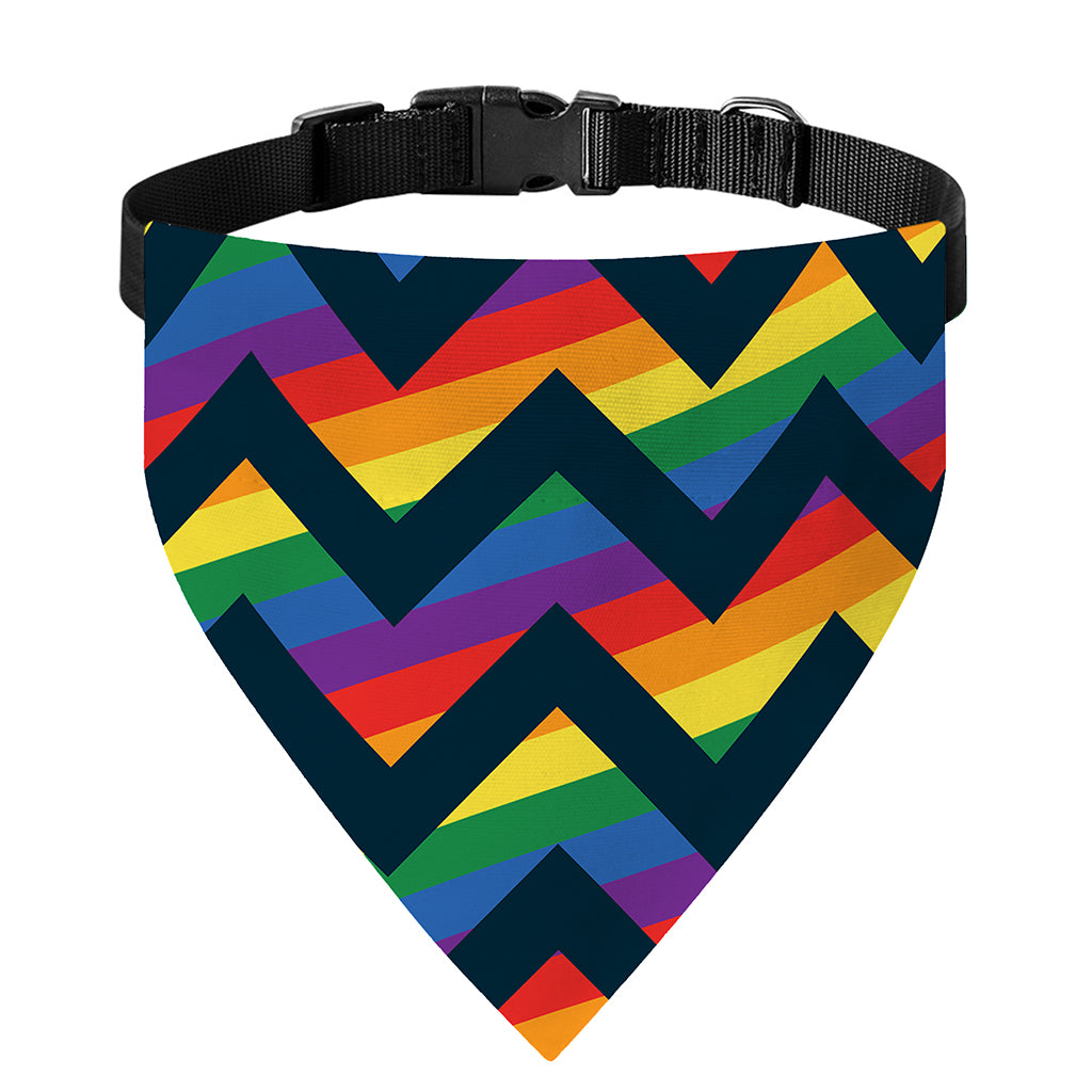 LGBT Pride Rainbow Chevron Pattern Print Over The Collar Dog Bandana