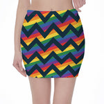 LGBT Pride Rainbow Chevron Pattern Print Pencil Mini Skirt