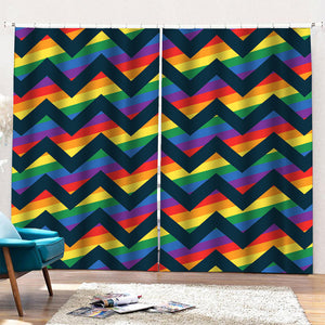 LGBT Pride Rainbow Chevron Pattern Print Pencil Pleat Curtains