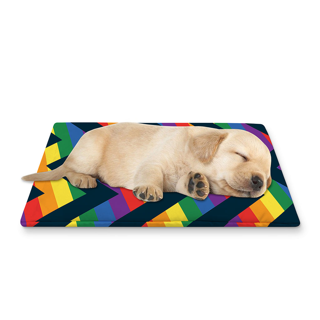 LGBT Pride Rainbow Chevron Pattern Print Pet Cooling Mat Cover