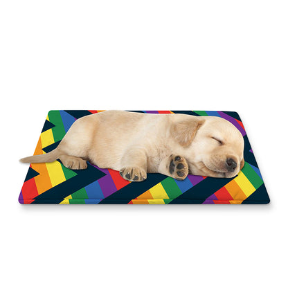 LGBT Pride Rainbow Chevron Pattern Print Pet Cooling Mat Cover