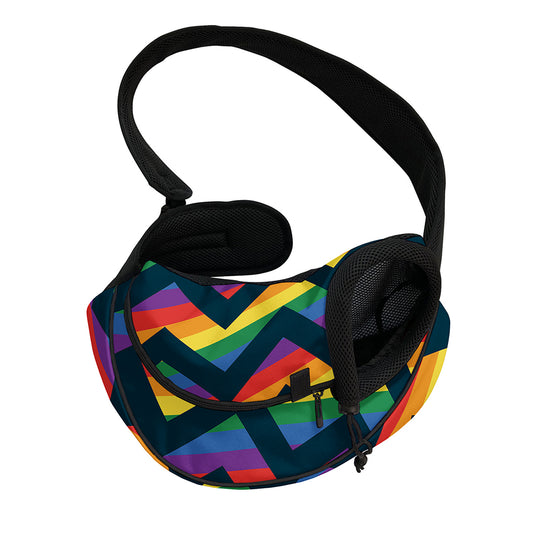 LGBT Pride Rainbow Chevron Pattern Print Pet Sling Carrier