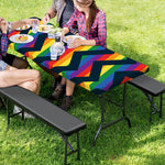 LGBT Pride Rainbow Chevron Pattern Print Picnic Table Cover