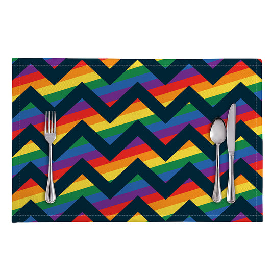 LGBT Pride Rainbow Chevron Pattern Print Placemat