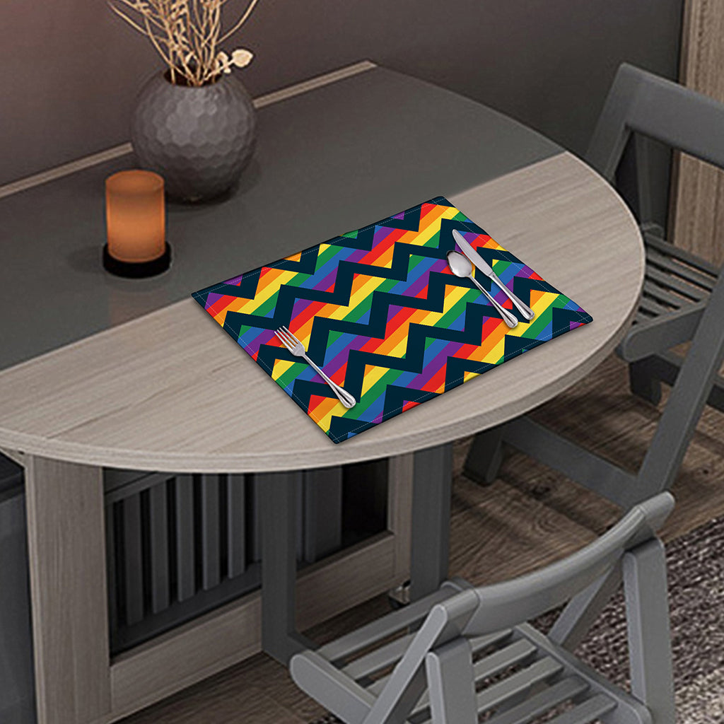 LGBT Pride Rainbow Chevron Pattern Print Placemat