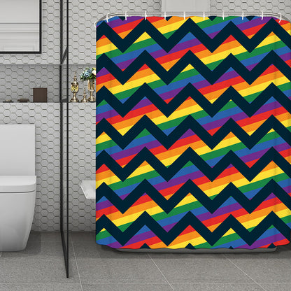 LGBT Pride Rainbow Chevron Pattern Print Polyester Shower Curtain