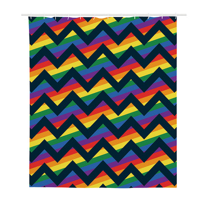 LGBT Pride Rainbow Chevron Pattern Print Polyester Shower Curtain