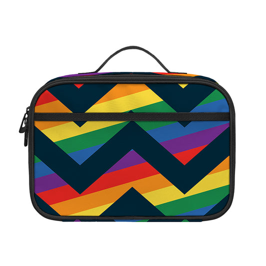 LGBT Pride Rainbow Chevron Pattern Print Portable Lunch Bag