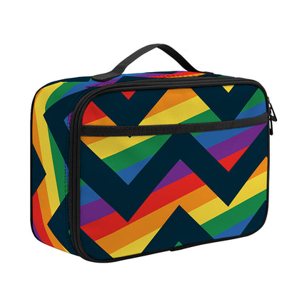 LGBT Pride Rainbow Chevron Pattern Print Portable Lunch Bag