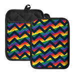LGBT Pride Rainbow Chevron Pattern Print Pot Holders With Pocket