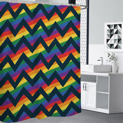 LGBT Pride Rainbow Chevron Pattern Print Premium Shower Curtain