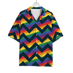 LGBT Pride Rainbow Chevron Pattern Print Rayon Hawaiian Shirt