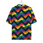 LGBT Pride Rainbow Chevron Pattern Print Rayon Hawaiian Shirt