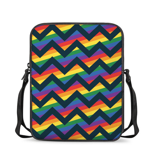 LGBT Pride Rainbow Chevron Pattern Print Rectangular Crossbody Bag