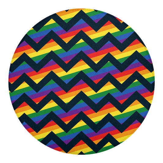 LGBT Pride Rainbow Chevron Pattern Print Round Blanket