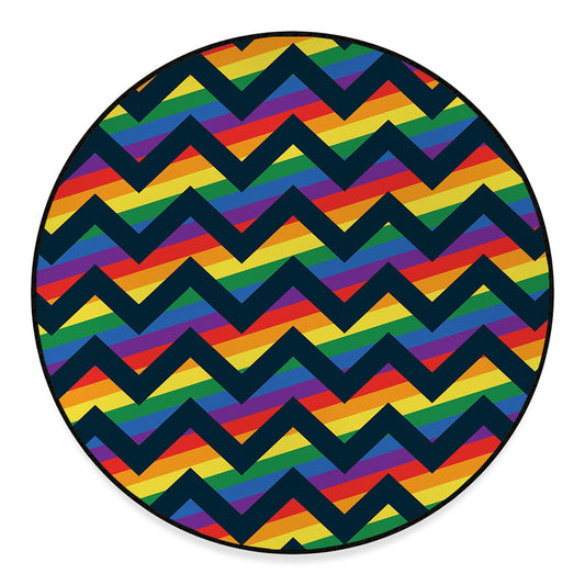 LGBT Pride Rainbow Chevron Pattern Print Round Floor Mat