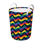LGBT Pride Rainbow Chevron Pattern Print Round Laundry Basket