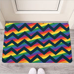 LGBT Pride Rainbow Chevron Pattern Print Rubber Doormat