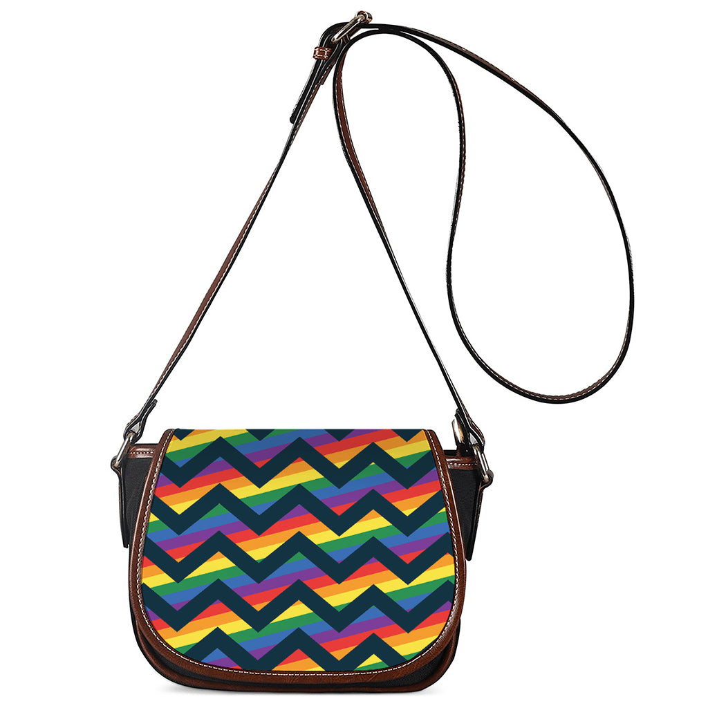 LGBT Pride Rainbow Chevron Pattern Print Saddle Bag