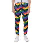 LGBT Pride Rainbow Chevron Pattern Print Scuba Joggers
