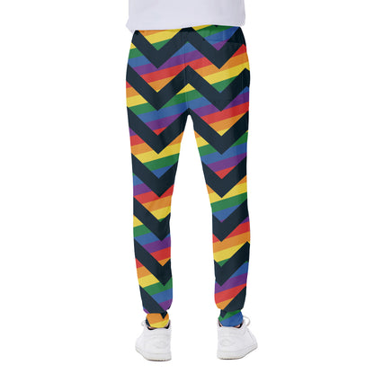 LGBT Pride Rainbow Chevron Pattern Print Scuba Joggers