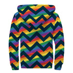 LGBT Pride Rainbow Chevron Pattern Print Sherpa Lined Zip Up Hoodie