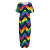 LGBT Pride Rainbow Chevron Pattern Print Short Sleeve Long Nightdress