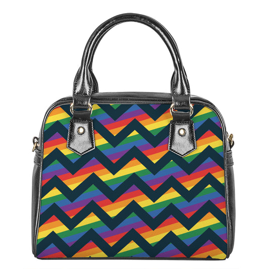 LGBT Pride Rainbow Chevron Pattern Print Shoulder Handbag