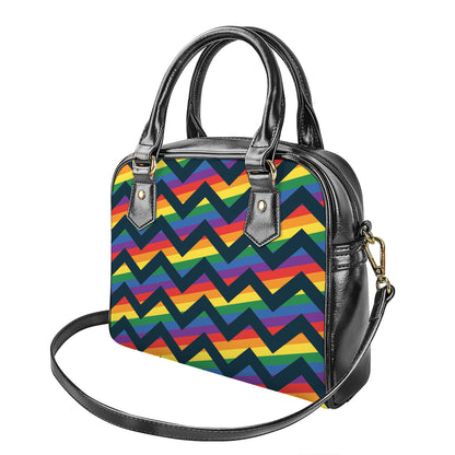 LGBT Pride Rainbow Chevron Pattern Print Shoulder Handbag