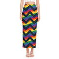 LGBT Pride Rainbow Chevron Pattern Print Side Slit Maxi Skirt