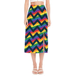 LGBT Pride Rainbow Chevron Pattern Print Side Slit Midi Skirt