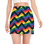 LGBT Pride Rainbow Chevron Pattern Print Side Slit Mini Skirt