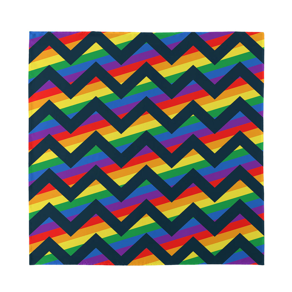 LGBT Pride Rainbow Chevron Pattern Print Silk Bandana
